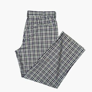 Izod Performance Golf Mens 37x32 Purple Black Plaid Flat Front Pants
